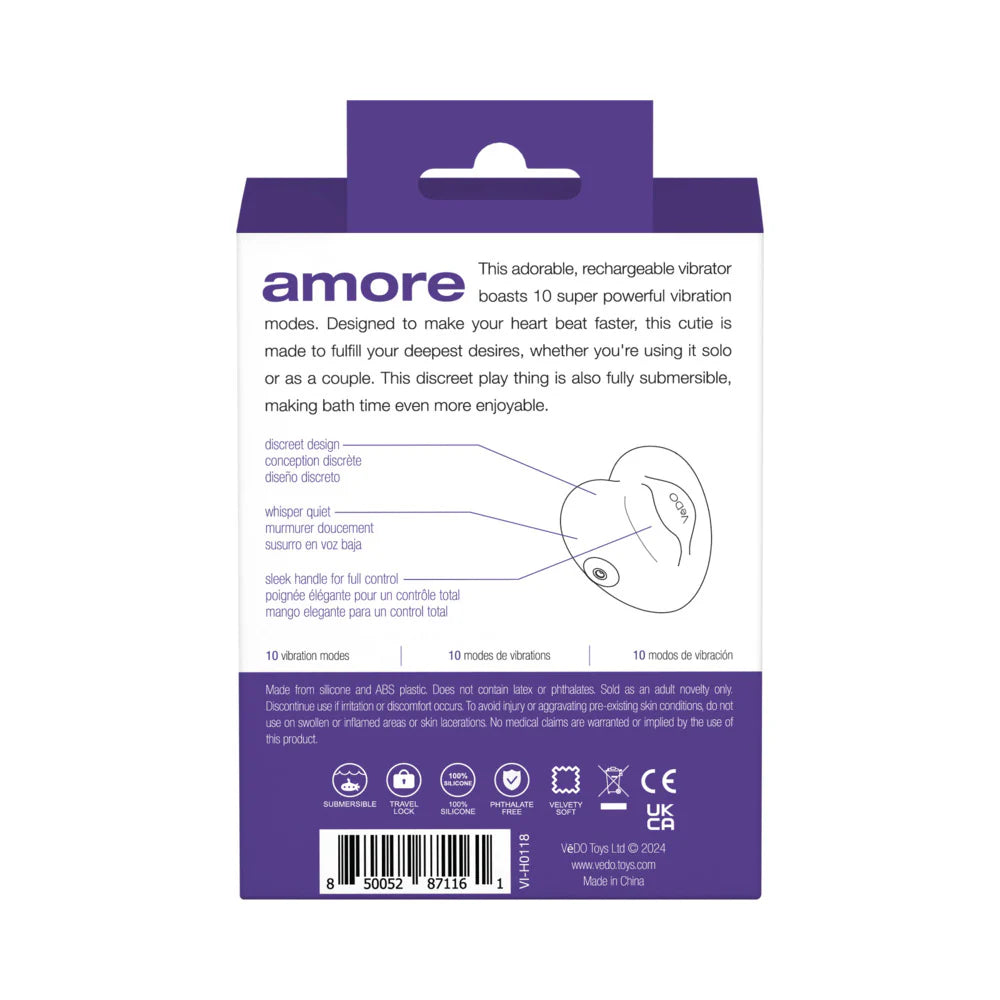 VeDO Amore Rechargeable Pleasure Vibe Purple Heart