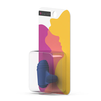 Colorful packaging with a blue finger vibrator  inside on a white background