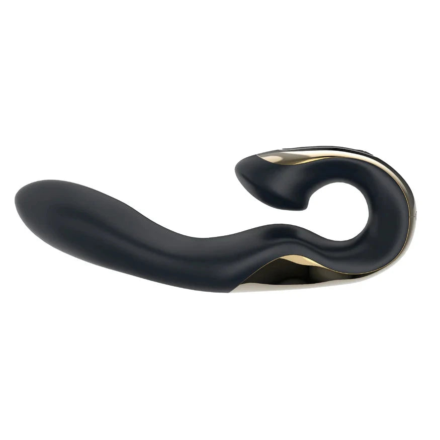 Black and gold luxury vibrator by Zini on a white background