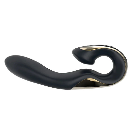 Black and gold luxury vibrator by Zini on a white background