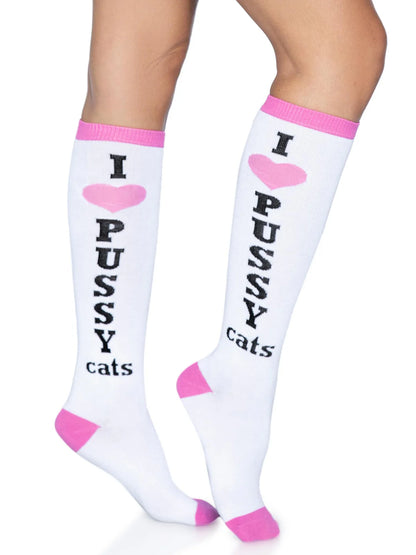 Leg Avenue I Heart Pussy Cats Knee High Socks - PP Shipping ;)